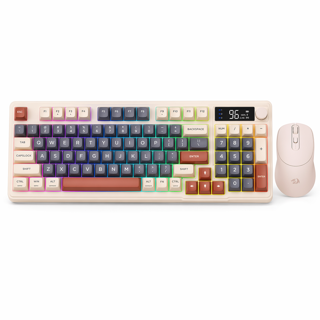 Wireless Keyboard and Mouse Set - Dragon Max 96 Bluetooth-Compatible Rustic Red