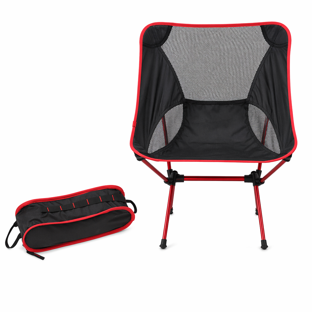 Portable Collapsible Camping Chair for Outdoor Use Red