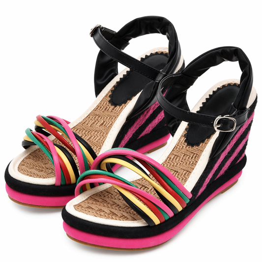 Colorful Summer Sandals with Cross-over Platform Design for Women Default