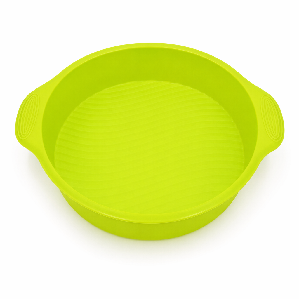 Two Pieces Set of 9-inch Circular Silicone Cake Molds for DIY 3D Cake Shapes Green