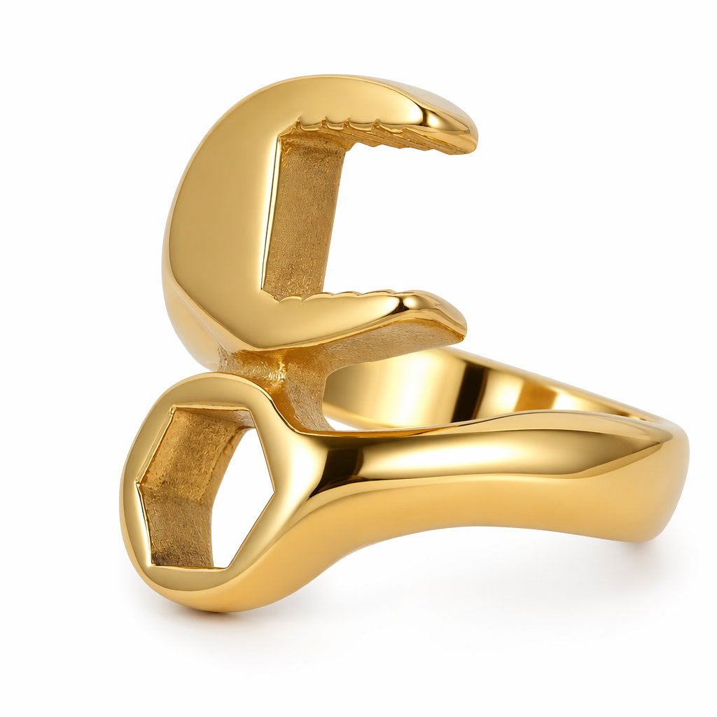 Mechanic's Band Ring for Men Gold