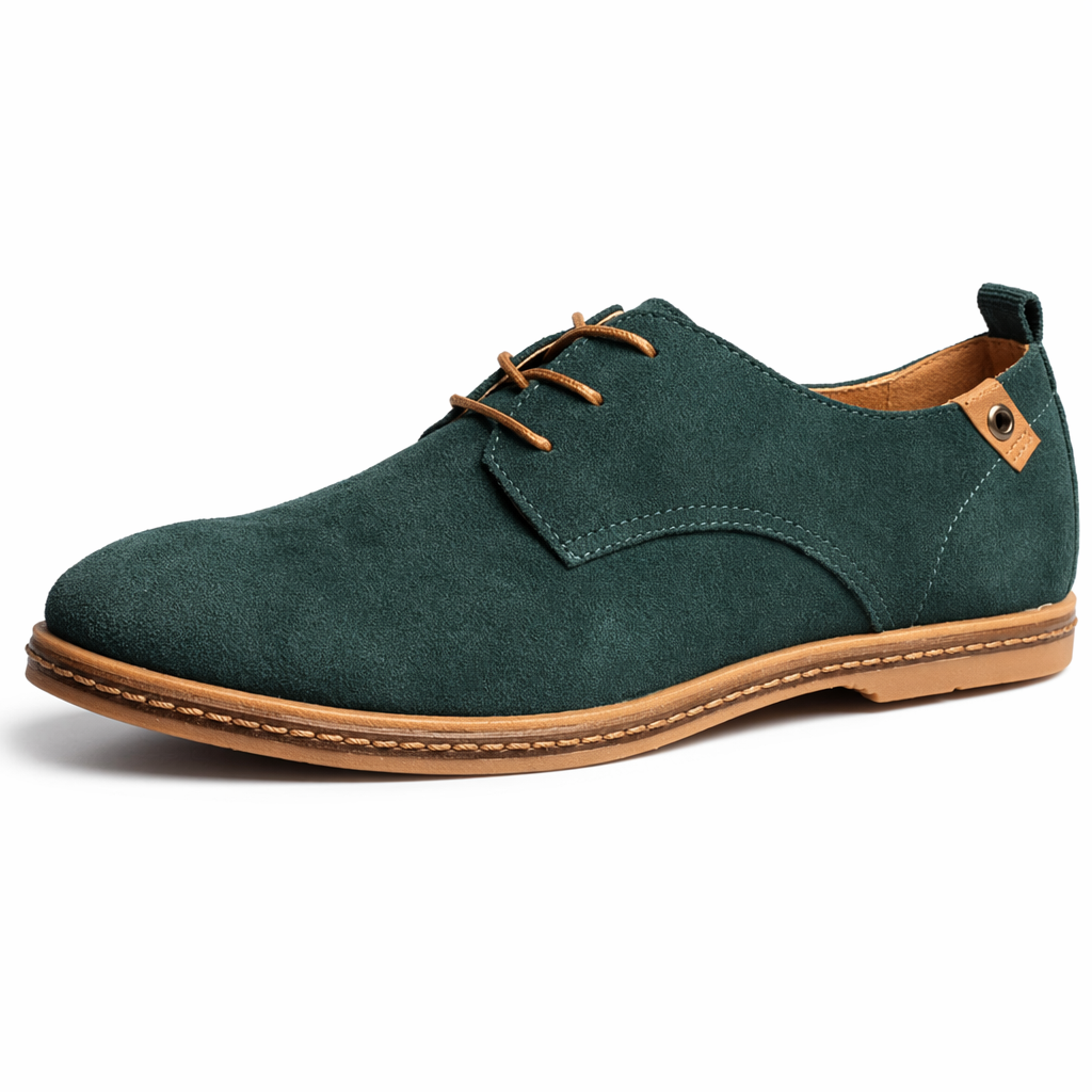 Suede Lace-Up Shoes for Men's Casual Wear Green