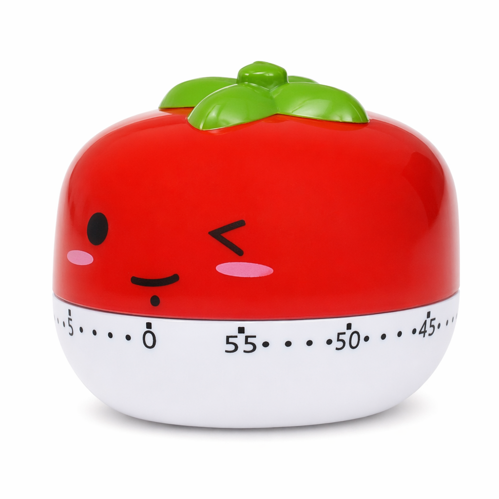 Cartoon-Style Kitchen Timer with 60-Minute Countdown Red