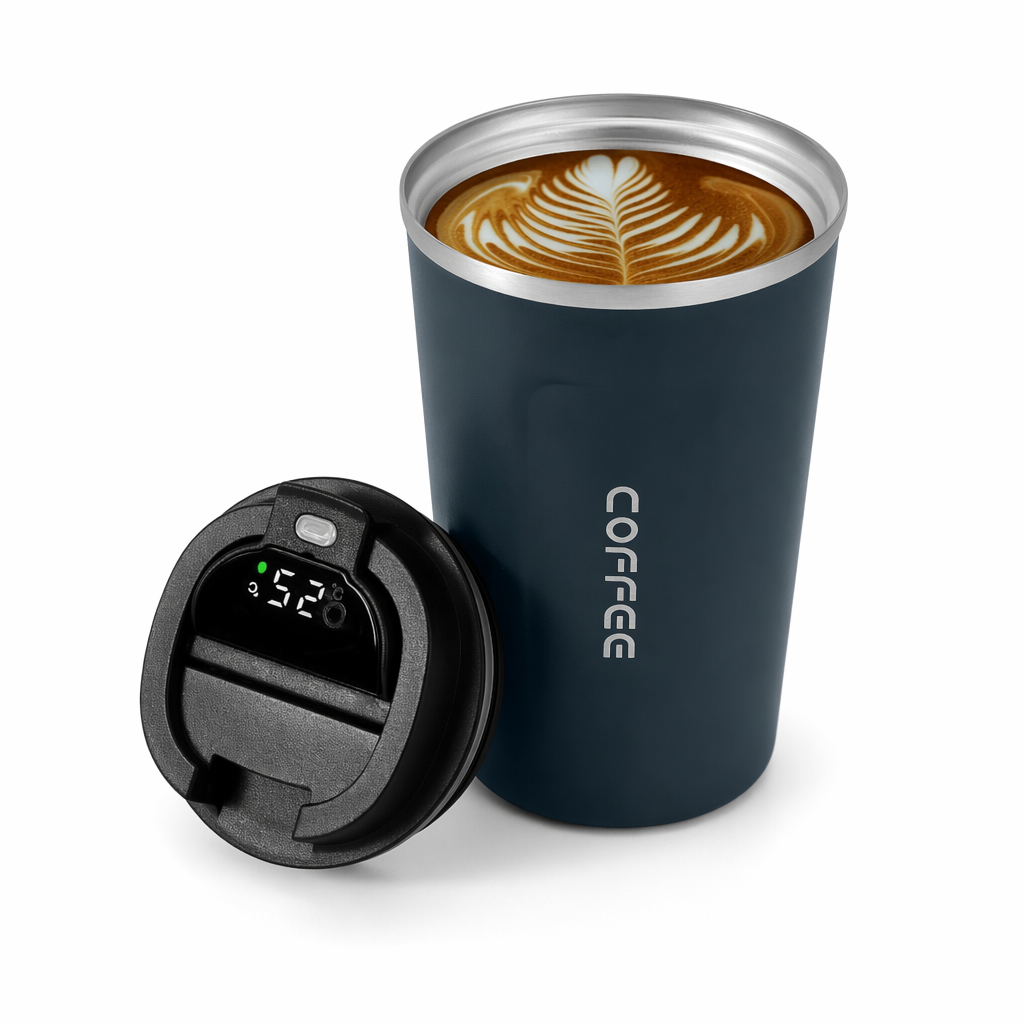 Displaying Digital Thermal Mug Blue