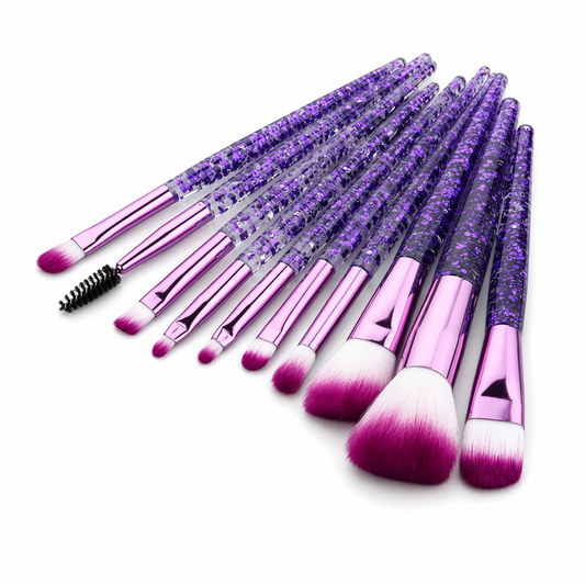 Shimmery Purple Glitter Makeup Brush Set Default