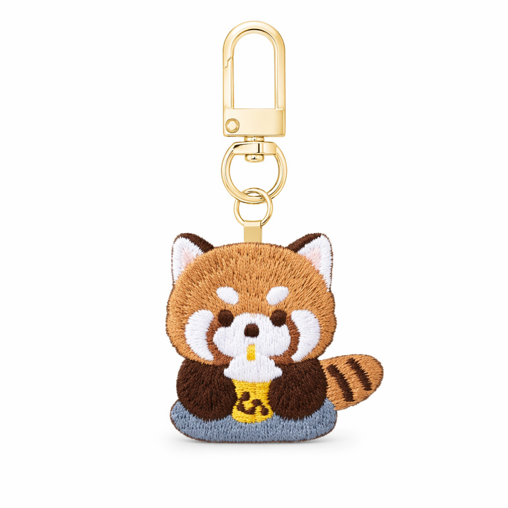 Embroidered Red Panda Keychain: Whimsical Charm E
