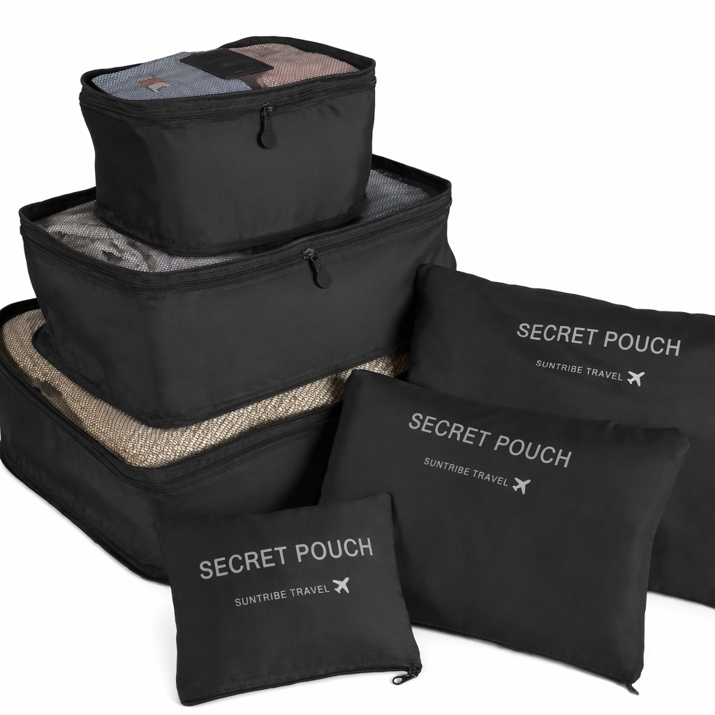 Set of 7 Luggage Packing Cubes Black