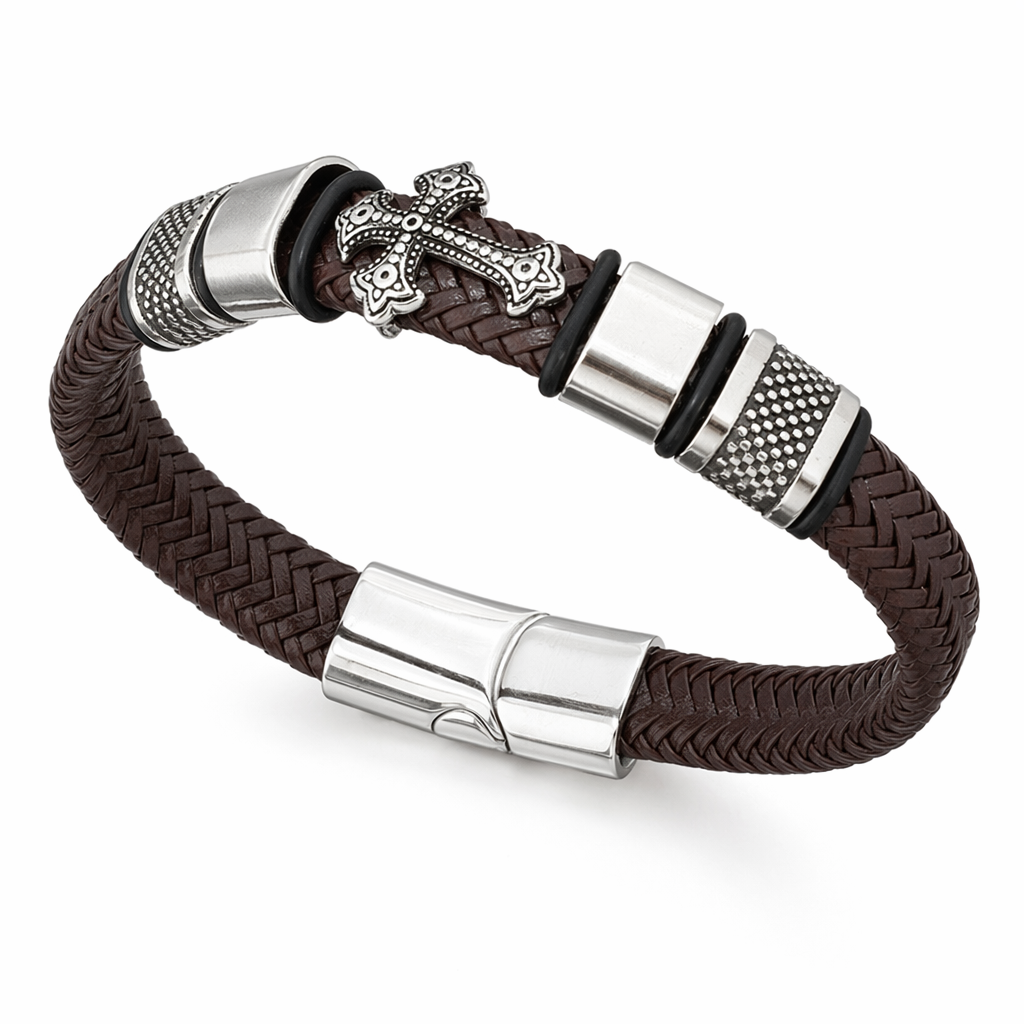 Vegan Leather Bracelet with a Layered Appearance 14