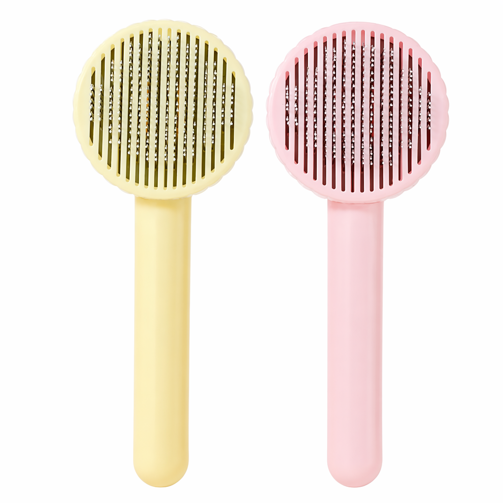Fur Detangling and Relaxing Massage Brush for Pets Yellow