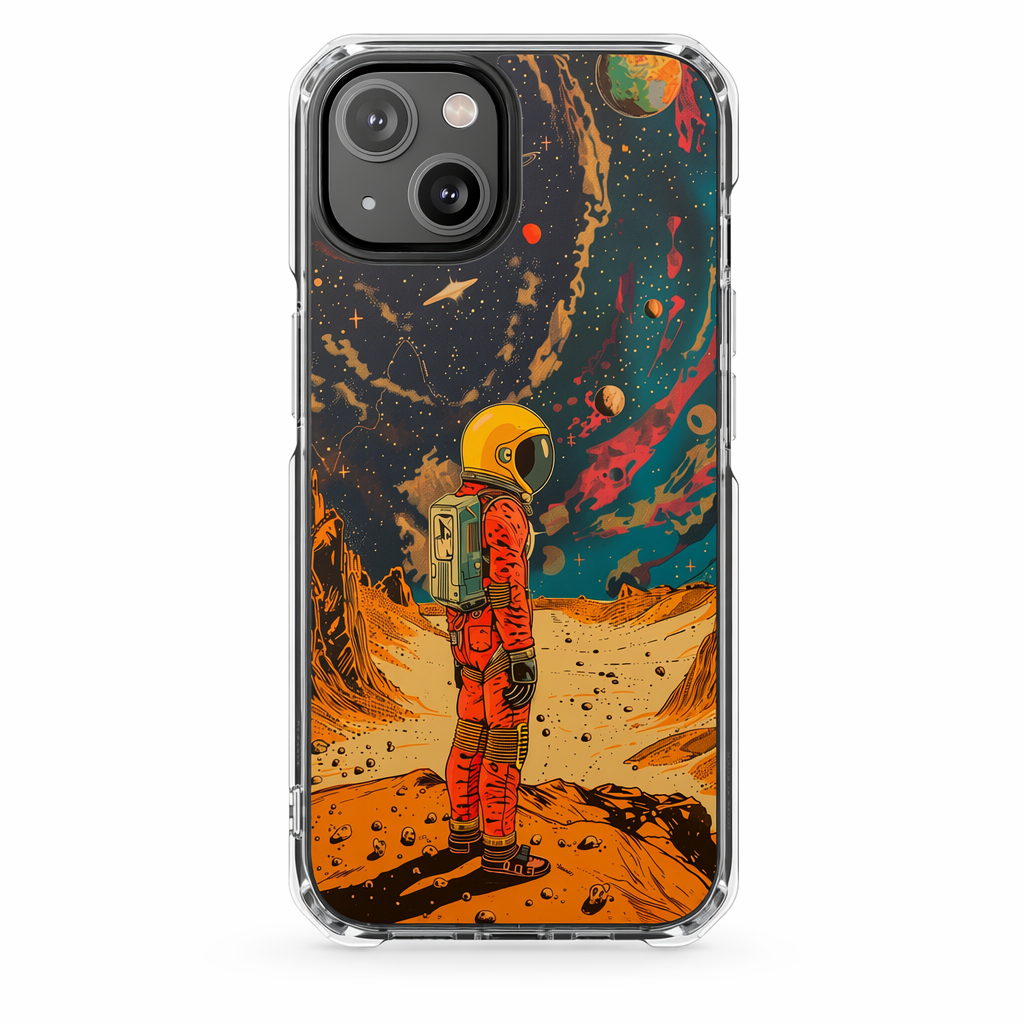 Clear Magnetic Case with Retro Astronaut Design for iPhone Models Default