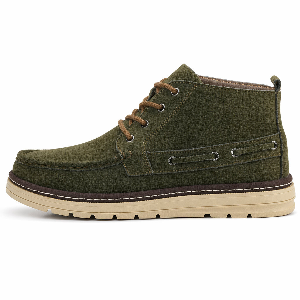 Suede Leather Lace Up Ankle Boots for Men Green