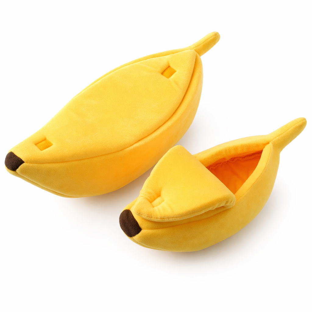 Pet Bed with a Banana Motif Yellow 1PC