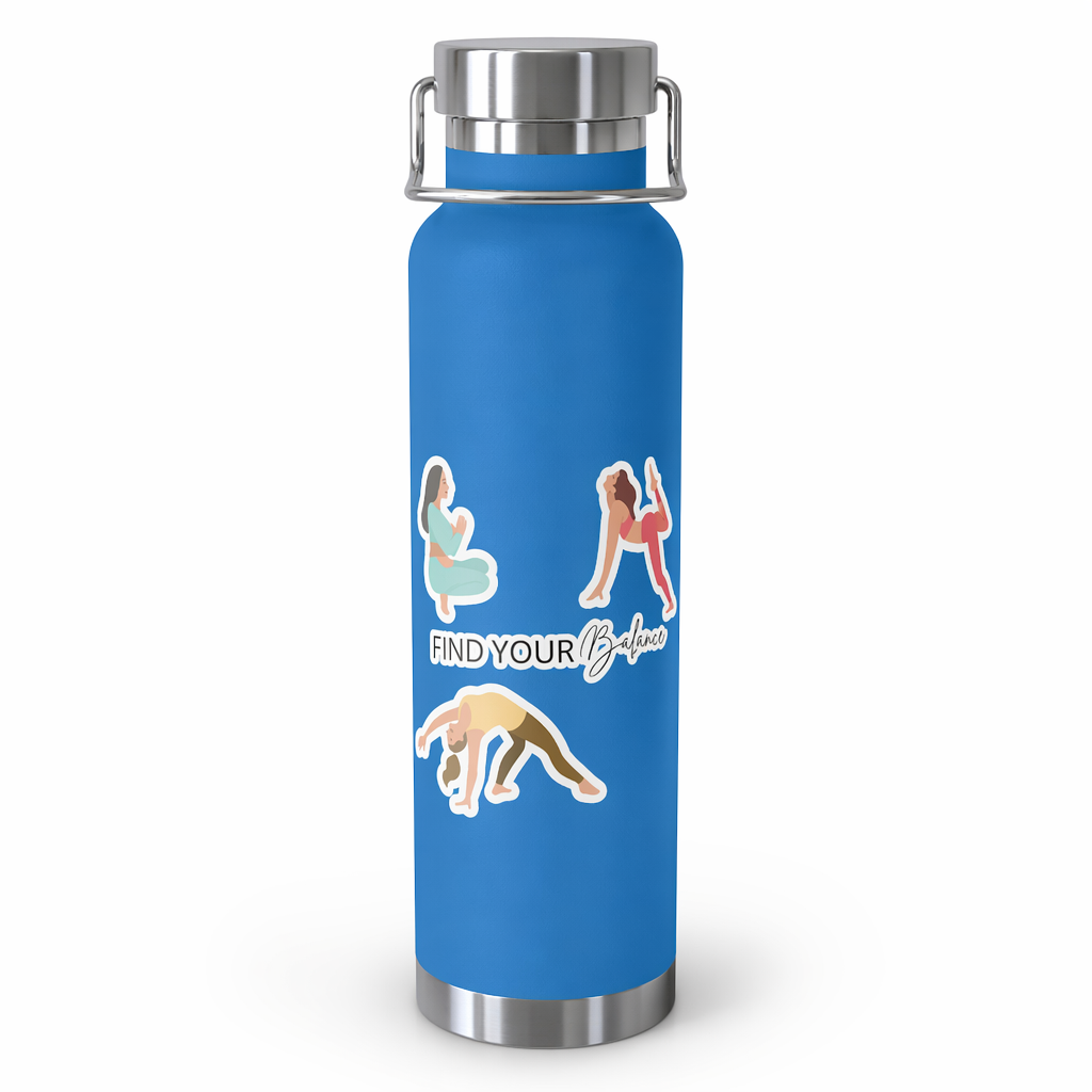 Discover Equilibrium: 22oz Thermos Bottle for Yoga Poses Pebble Blue
