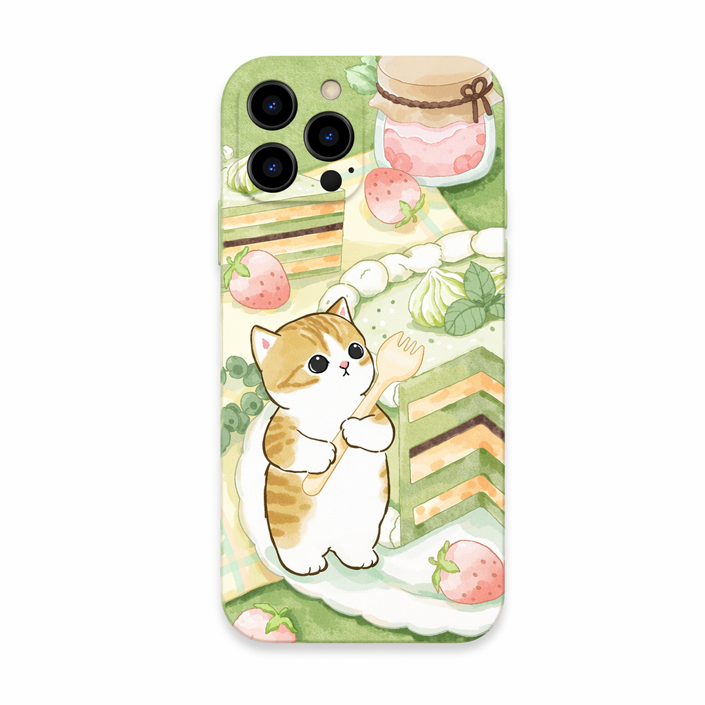 Pastel Cat iPhone Cases with Protection Matcha