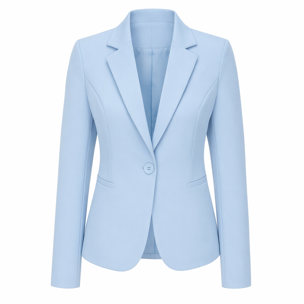 Slim Fit One-Button Women's Professional Attire Light Blue