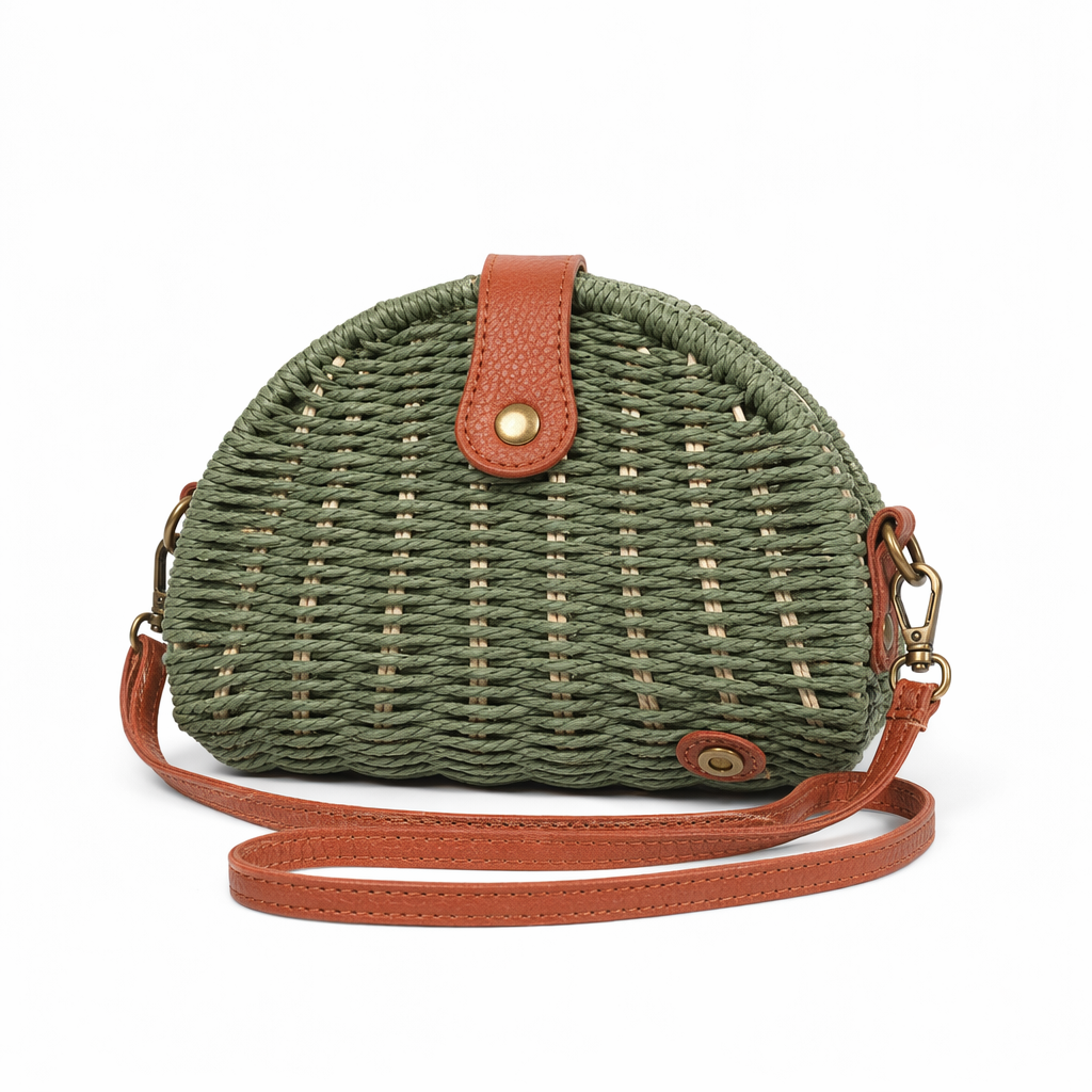 Straw Crossbody Bag - Emphasizing the Essence, Distinct from the Original Green