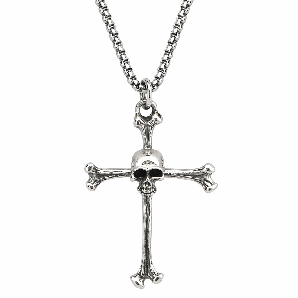 Cross Necklace with Skull Pendant Default