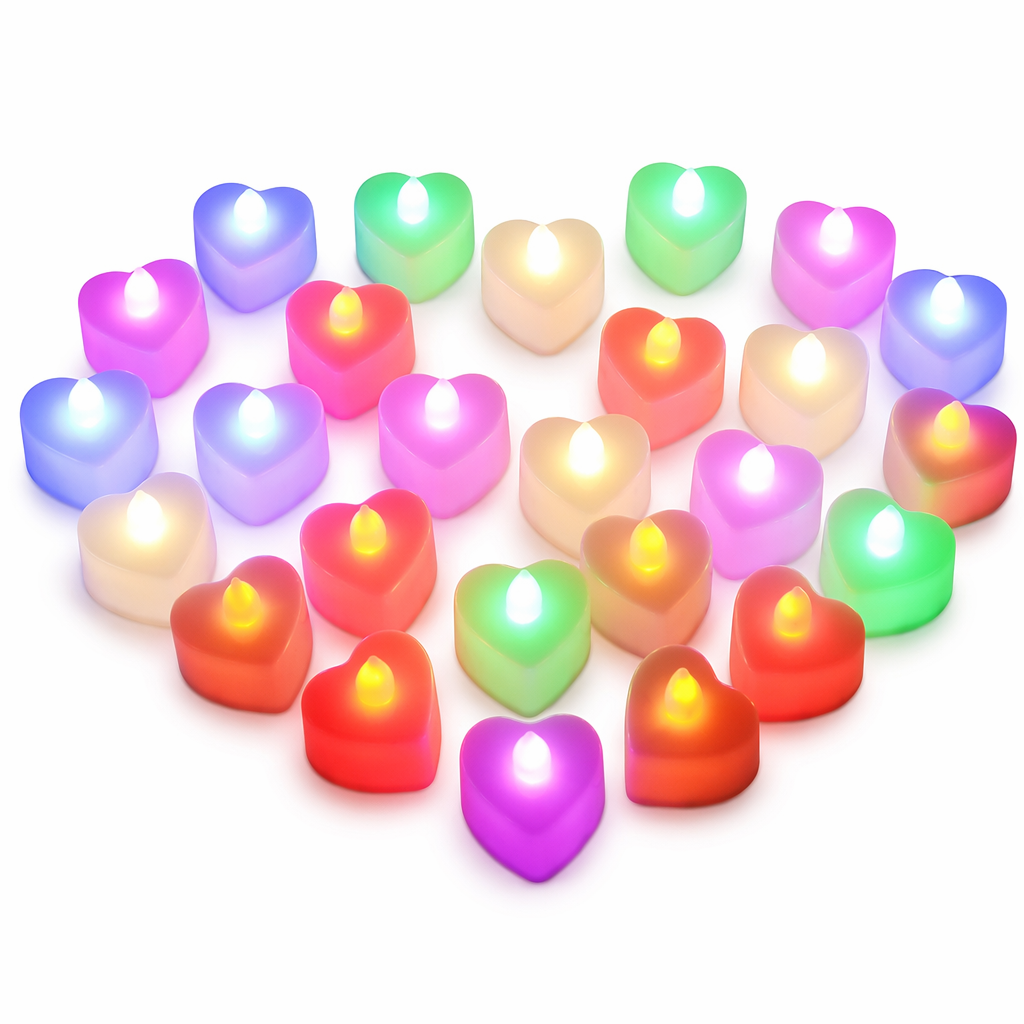 24-Piece Set of LED Candles Heart-Multicolor