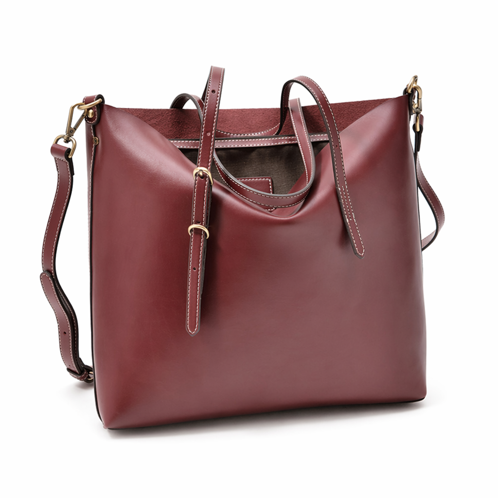 Large Women's Tote Bag with Extended Straps Red