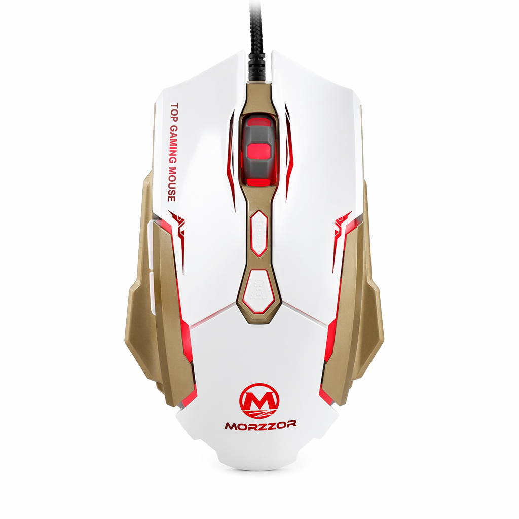 2400 DPI Optical Gaming Mouse with 7D Buttons and LED Lighting White