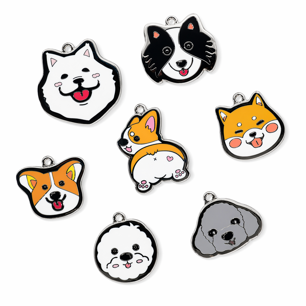 Cute Customizable Dog Face ID Tags Default