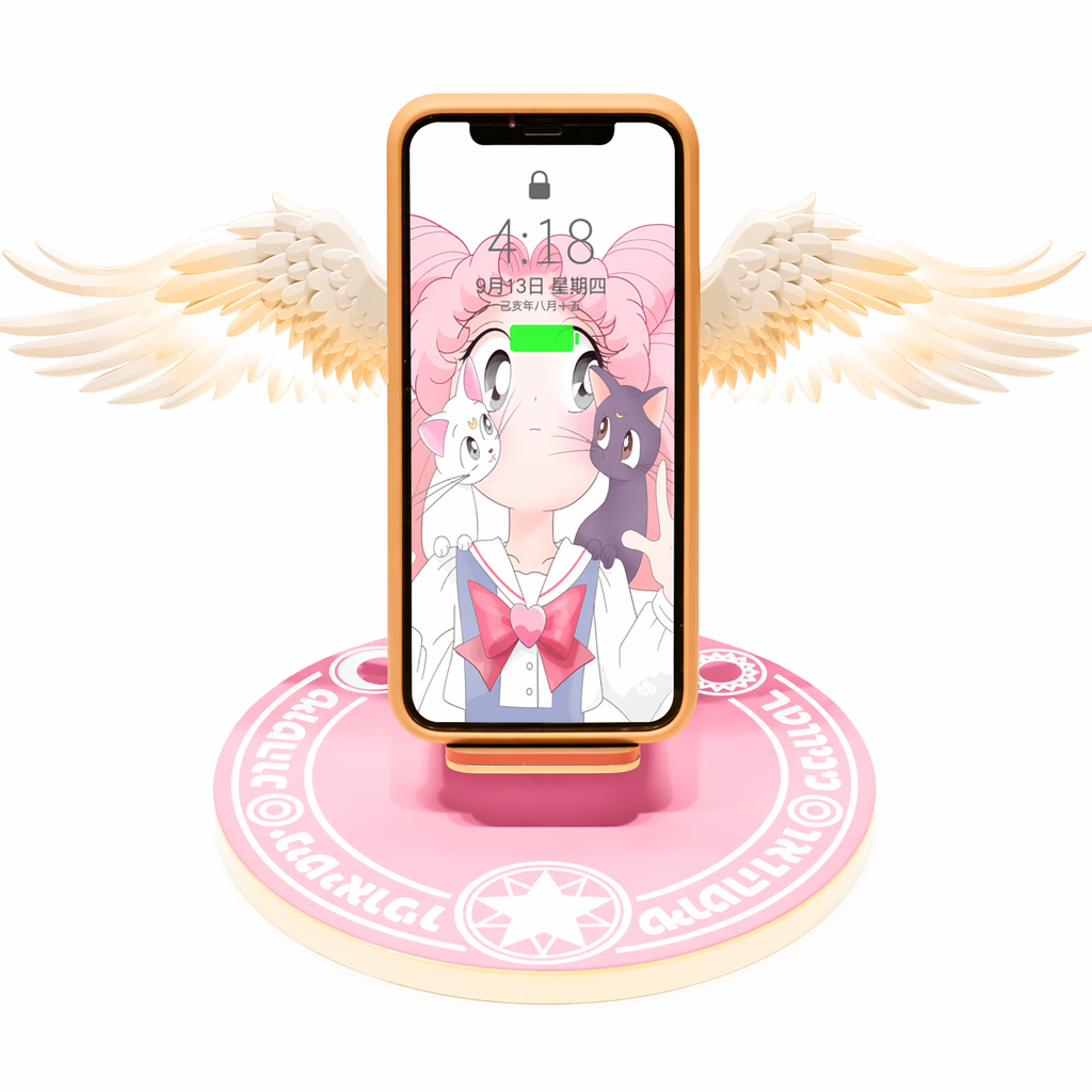 Cupid Angel Wings Wireless Charger with Safe Fast Charging Pink