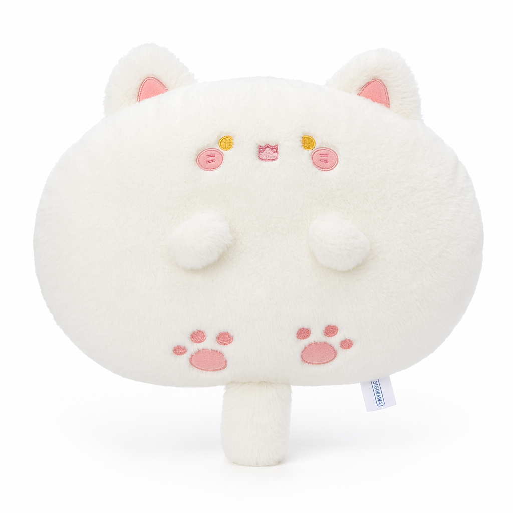 Cute Cat Plush Cushion - Comfortable & Adorable White