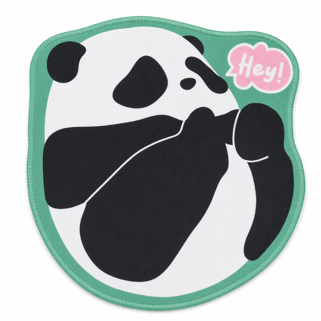 Cute Panda Mouse Pad with Stitched Edges Green