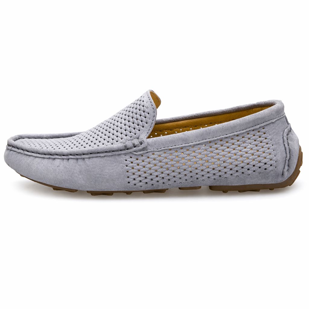 Breathable Slip On Leather Loafers for Men - Casual and Stylish Gray