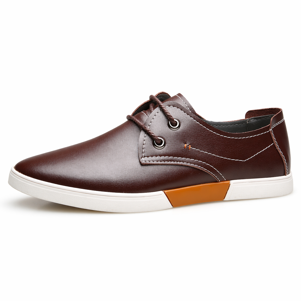 Stitched Men's Lace-Up Casual Footwear Dark Brown