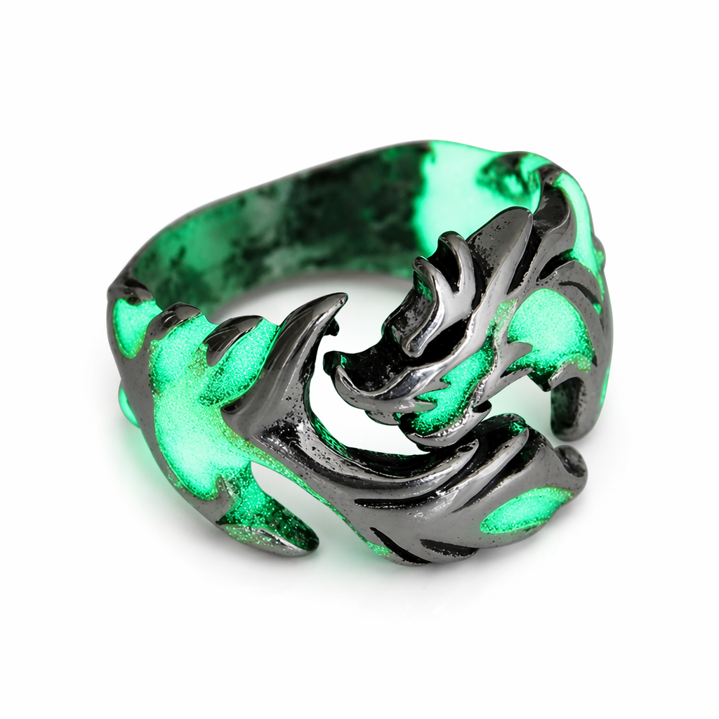Glow in the Dark Dragon Ring for Men Green