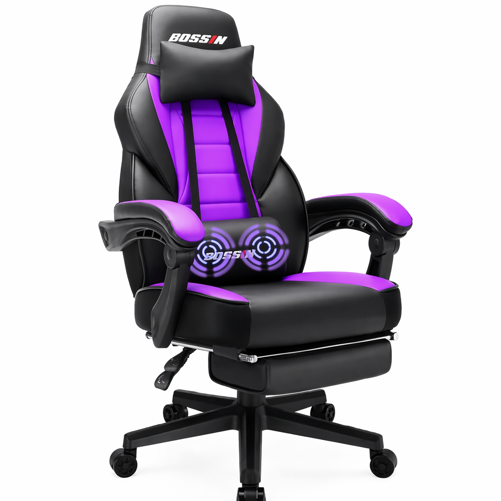 Massage-Enabled Dragon Racing Office Chair Purple