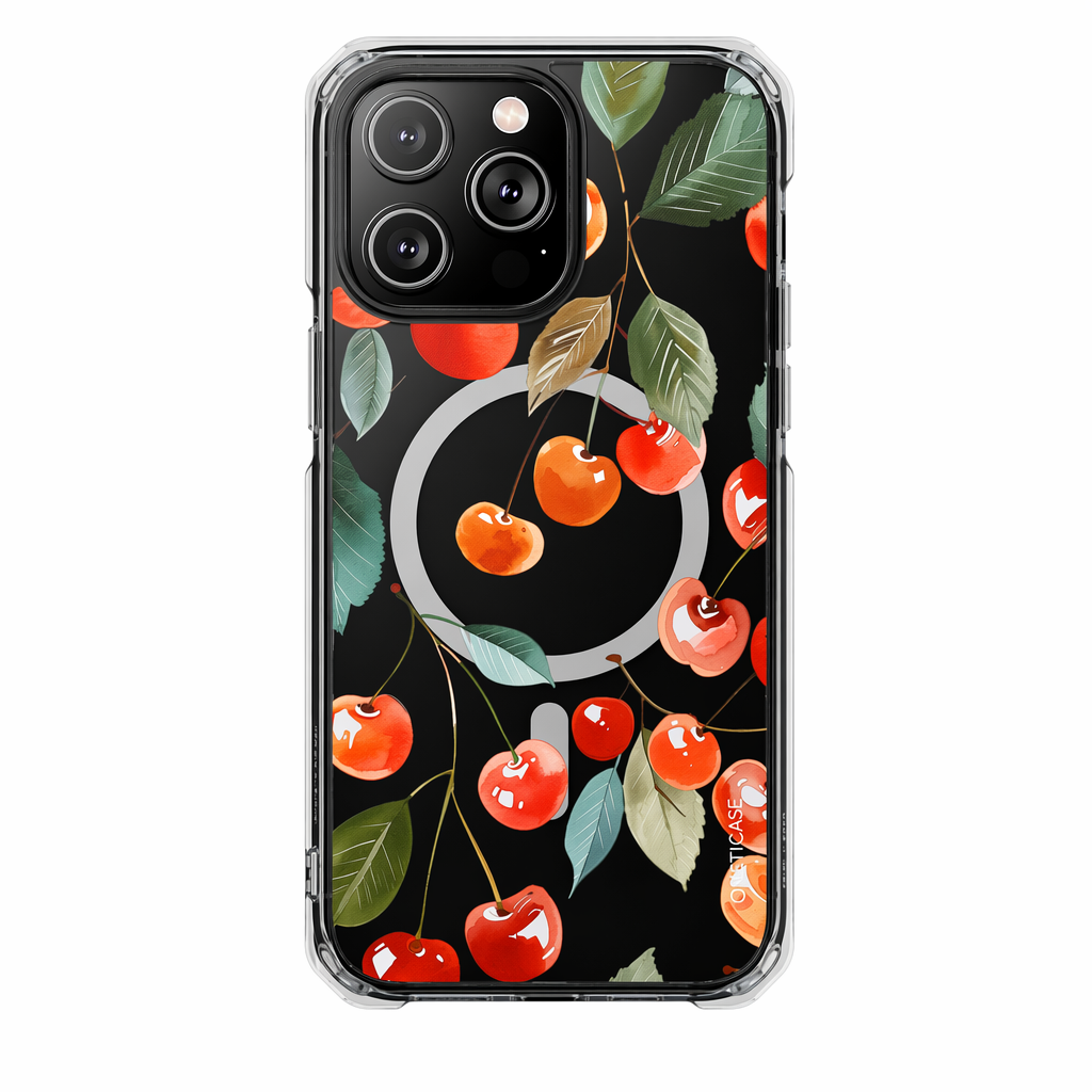 Adorable Cherry-themed Transparent Magnetic Phone Case for iPhone Models Default
