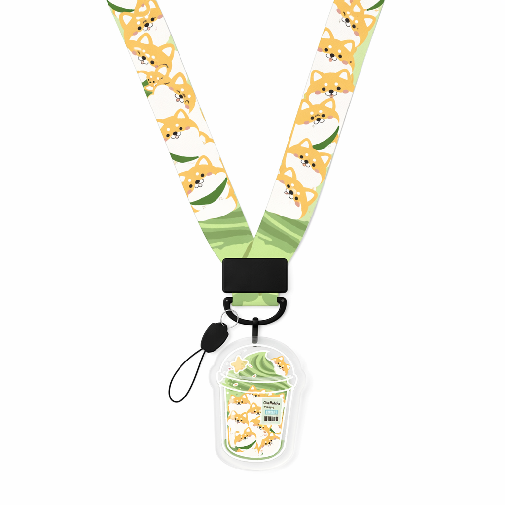 Cute Animal Lanyard with Charm Shiba Matcha