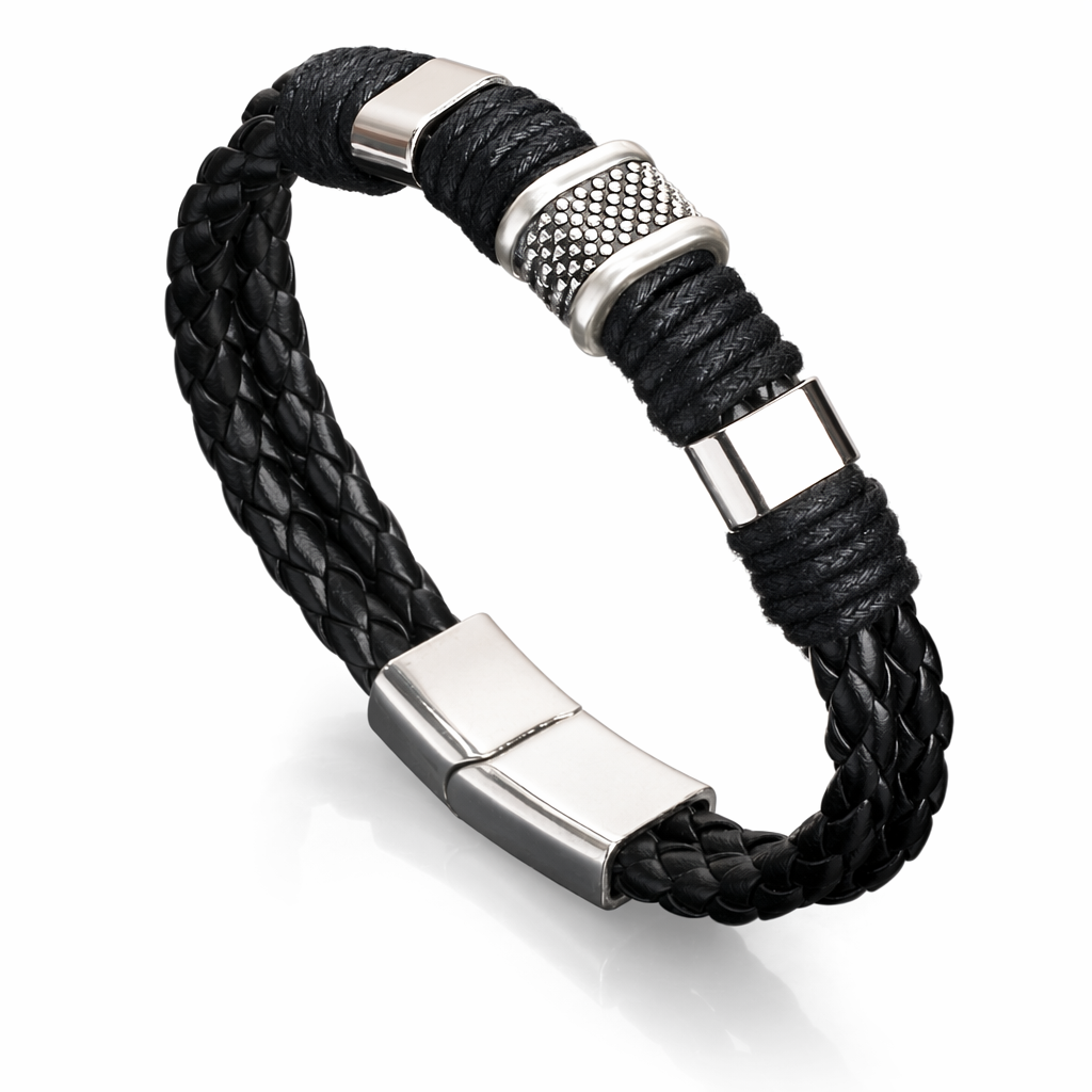 Vegan Leather Bracelet with a Layered Appearance 11