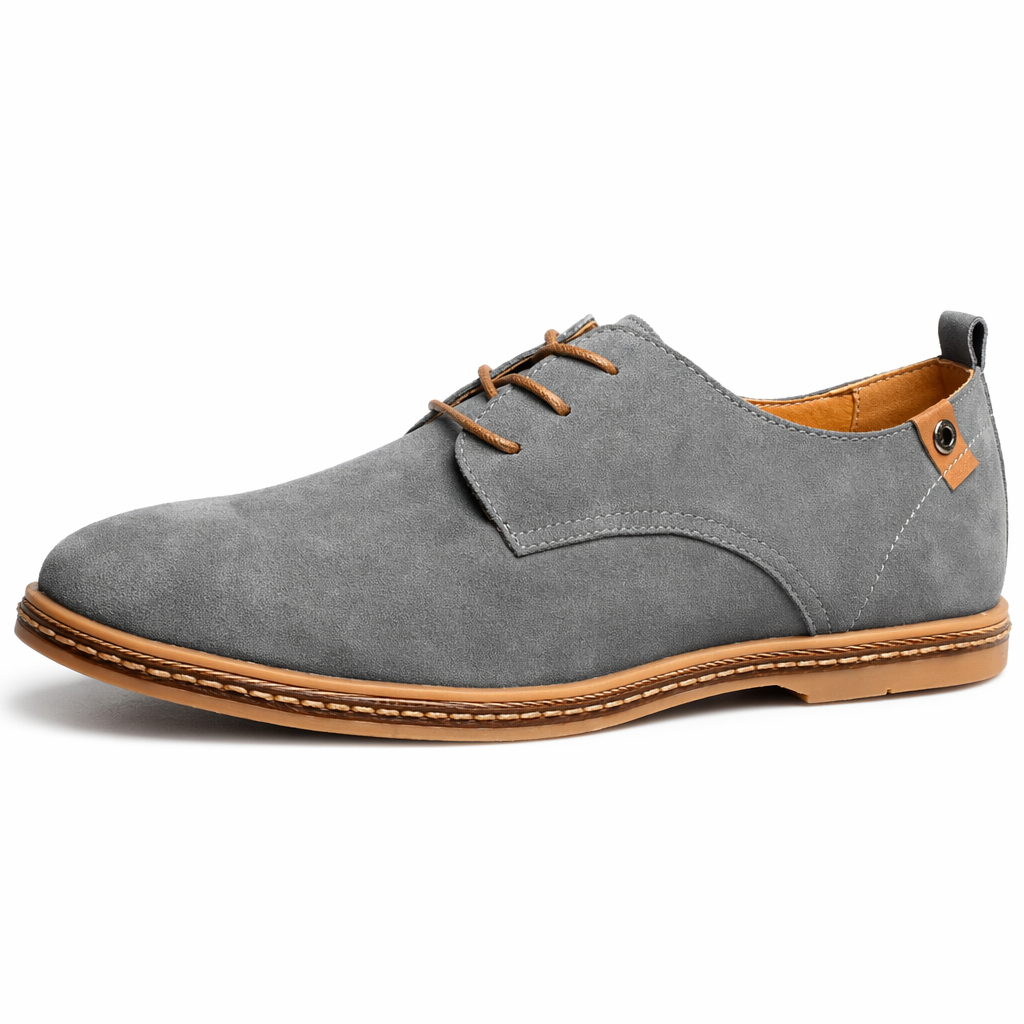 Suede Lace-Up Shoes for Men's Casual Wear Gray