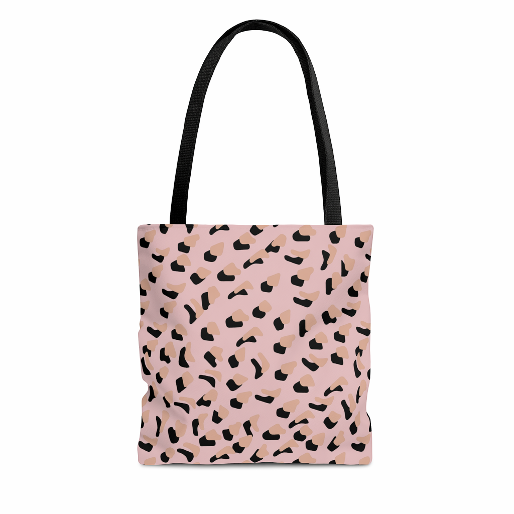 Medium Pink Shopper Tote Bag with Leopard Print Default