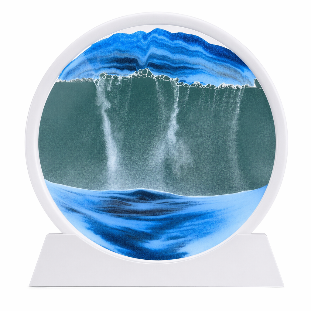 3D Sand Art from the Depths of the Sea White Base-Blue