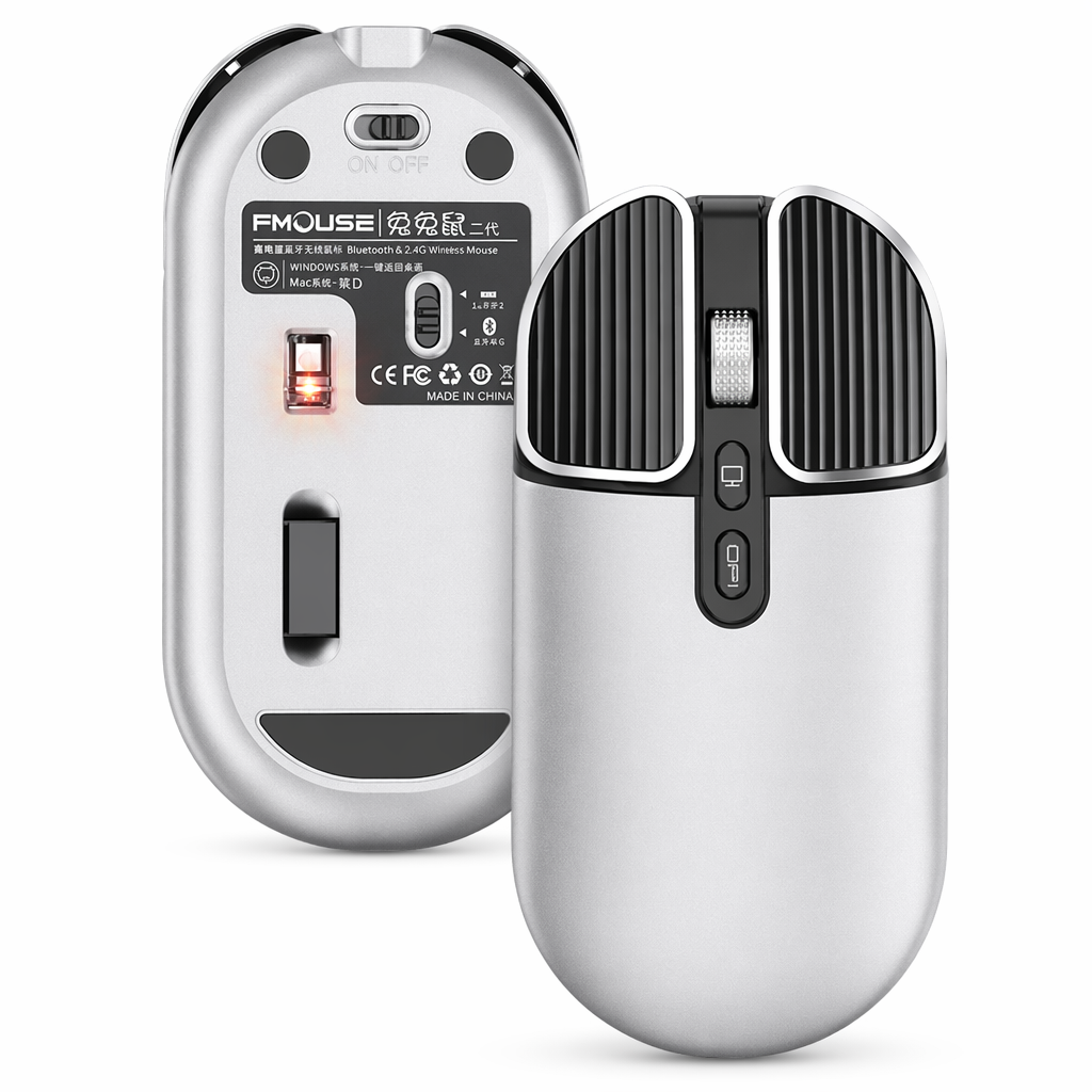 Rechargeable Bluetooth Wireless Mouse - 2400 DPI Silver