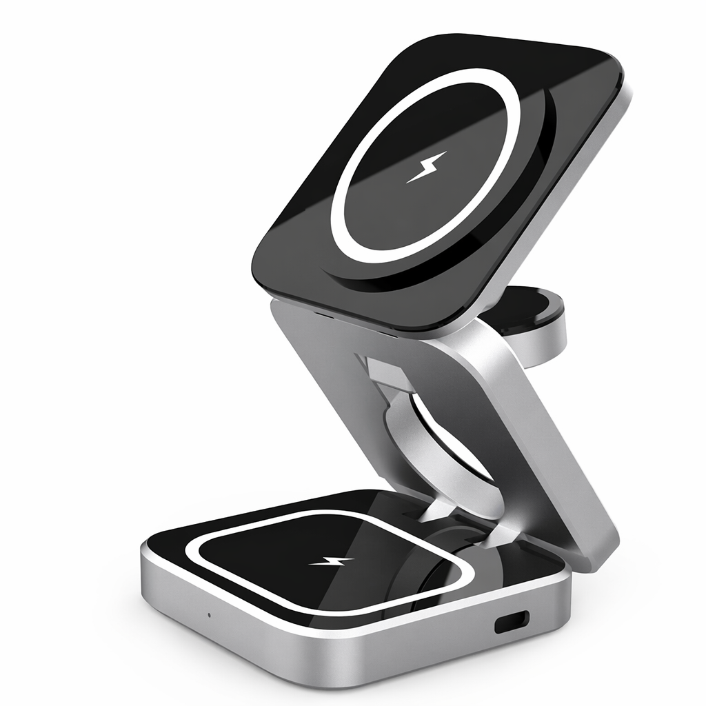 3 in 1 Foldable Phone Stand with Wireless Charging Capability Default