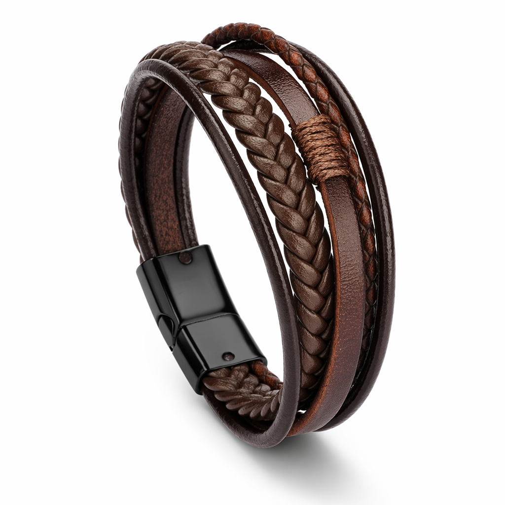 Vegan Leather Bracelet with a Layered Appearance 2