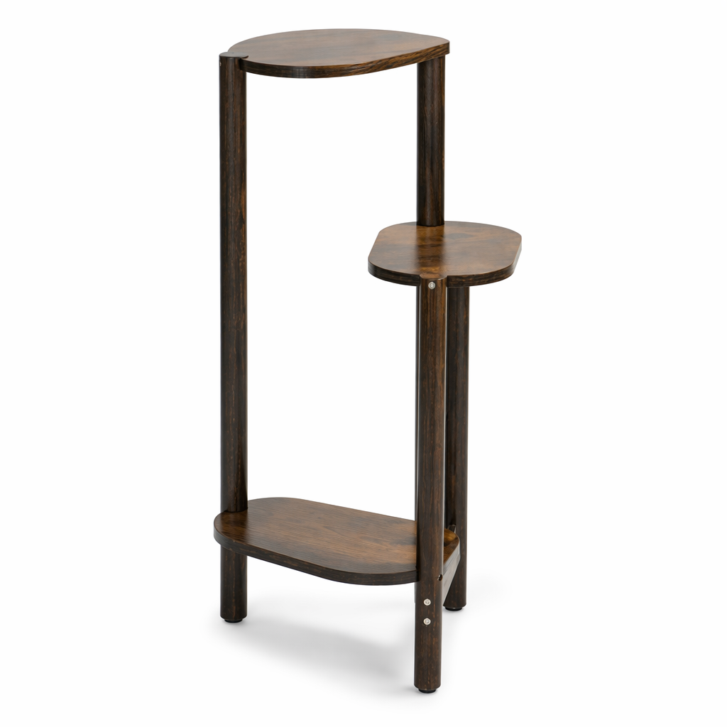 Bamboo Triple Tier Indoor Plant Shelf Wood