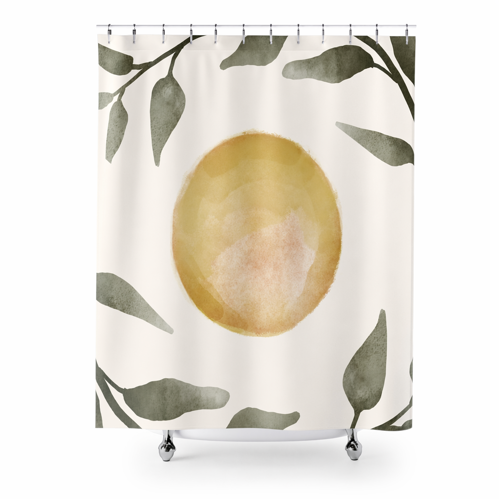 Shower Curtain with Sun and Foliage Design Default