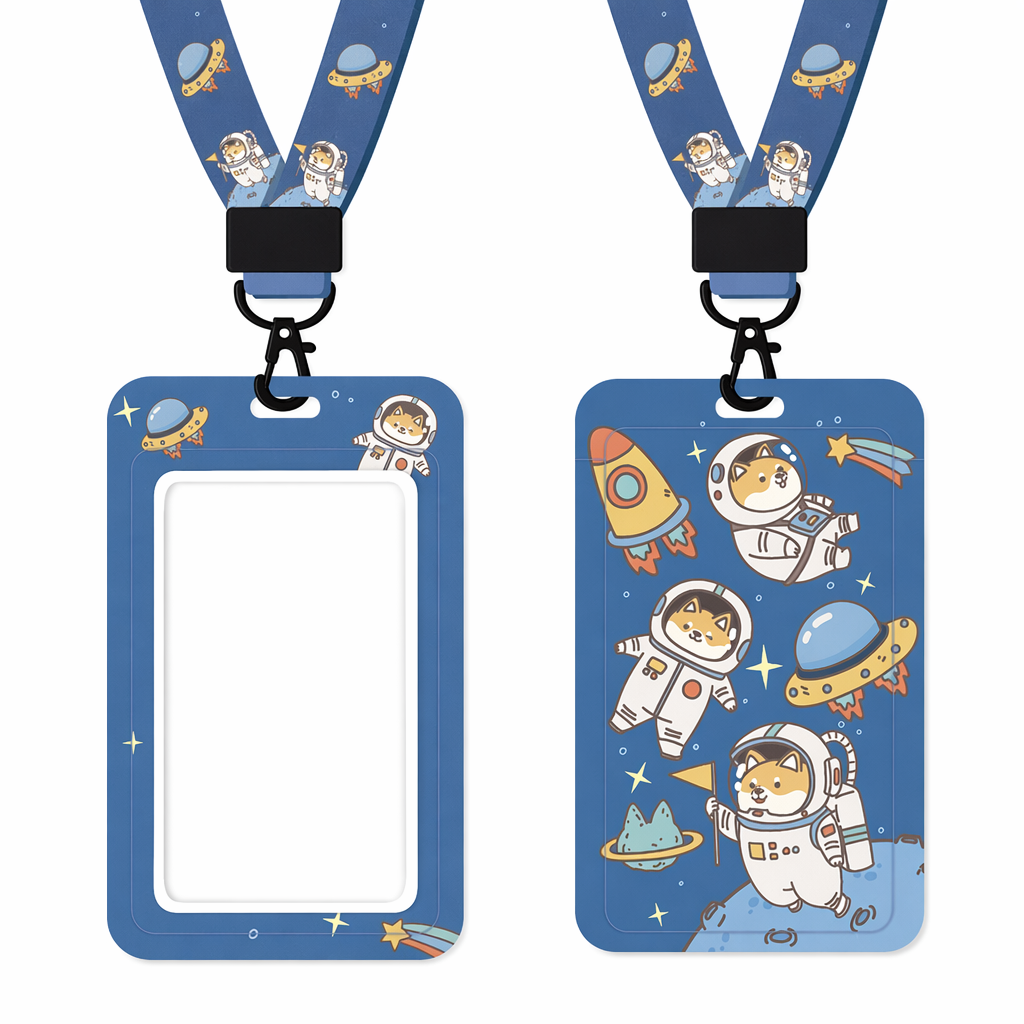 Cute Animal Lanyard with Charm Shiba on the Moon