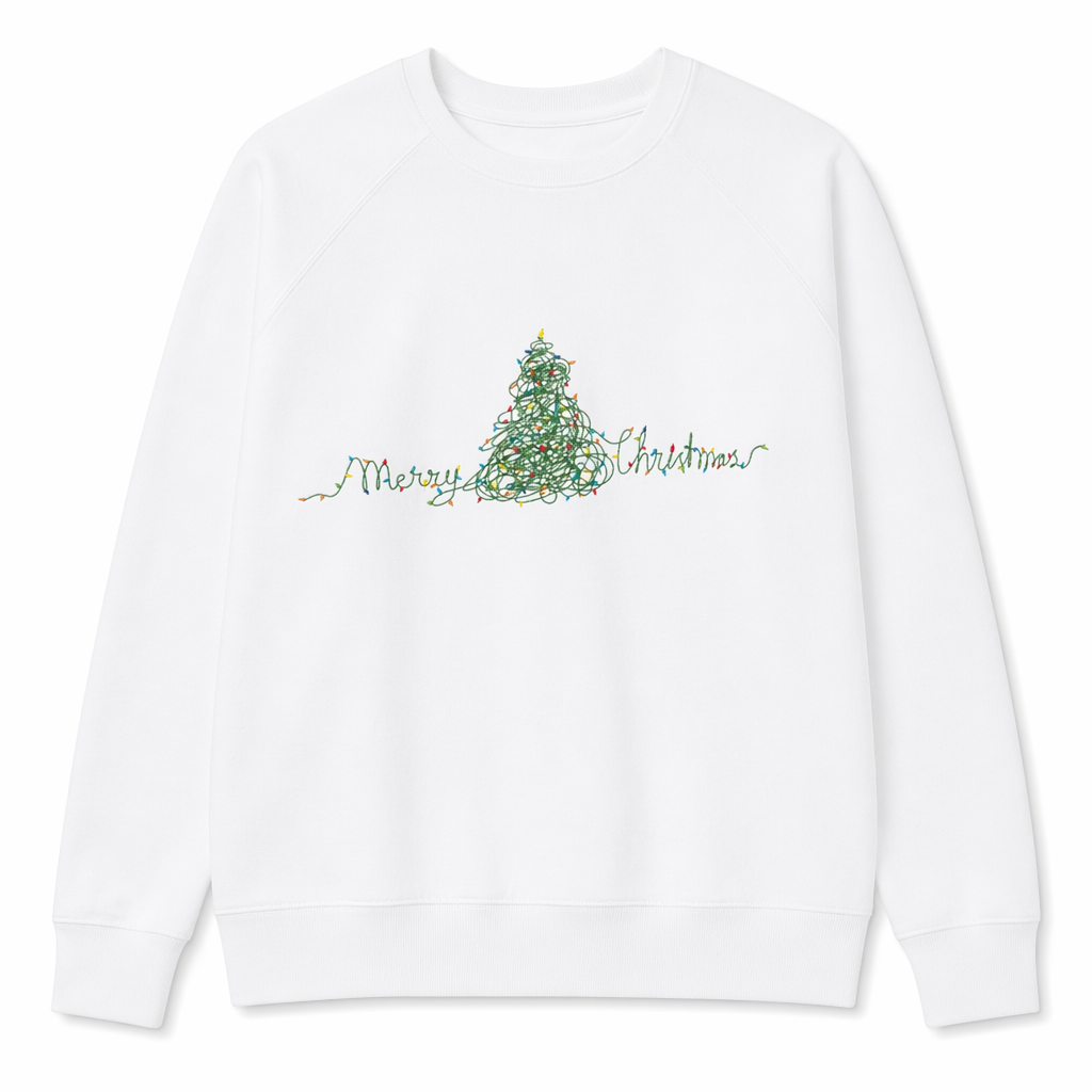 Women's Holiday Lights Tree Pullover White
