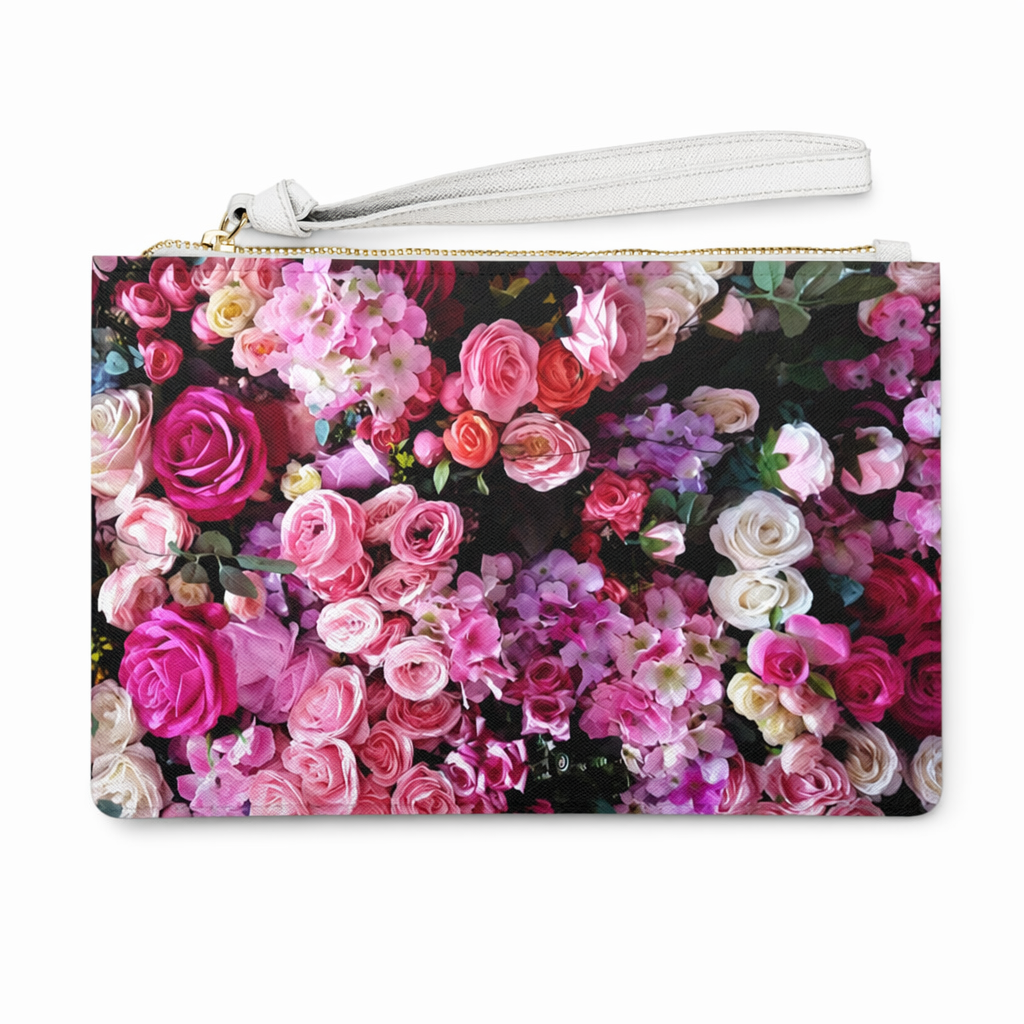 Vegan Zipped Clutch Bag with a Distinct Floral Bouquet Design Default