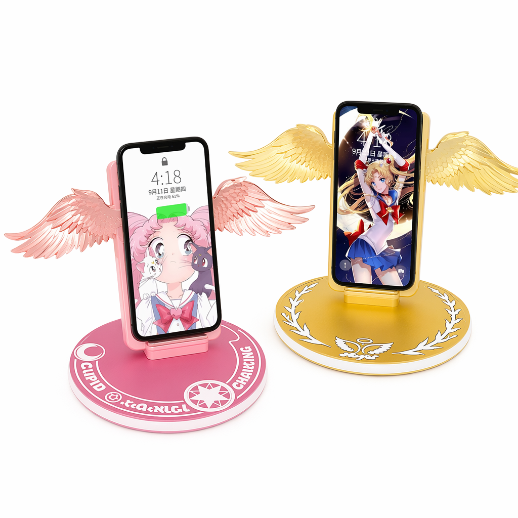 Cupid Angel Wings Wireless Charger with Safe Fast Charging Black