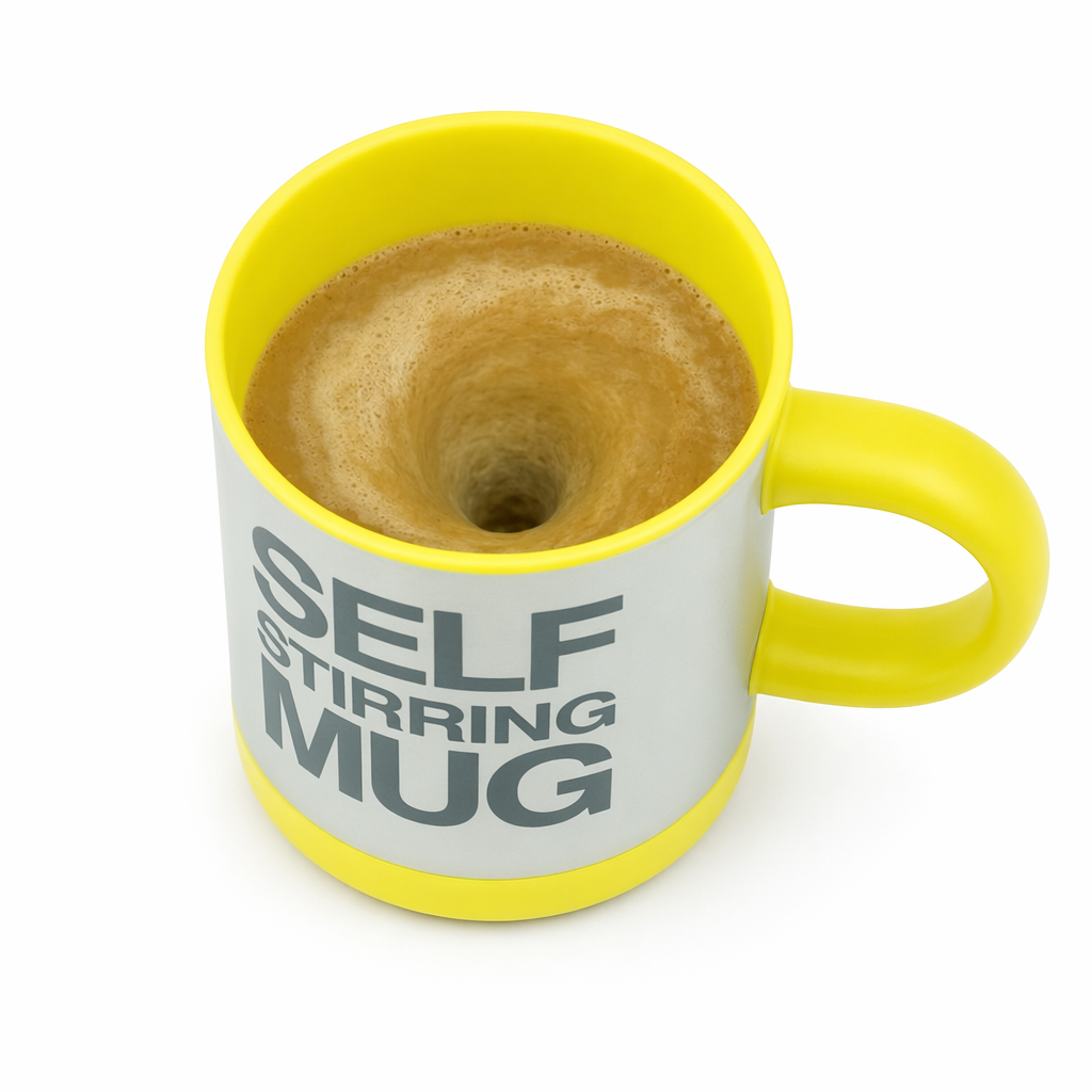 Self-Mixing Coffee Cup for Effortless Brewing Yellow