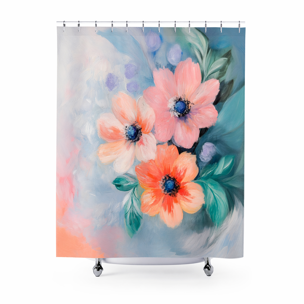 Floral Shower Curtain with a Delicate, Subtle Design Default