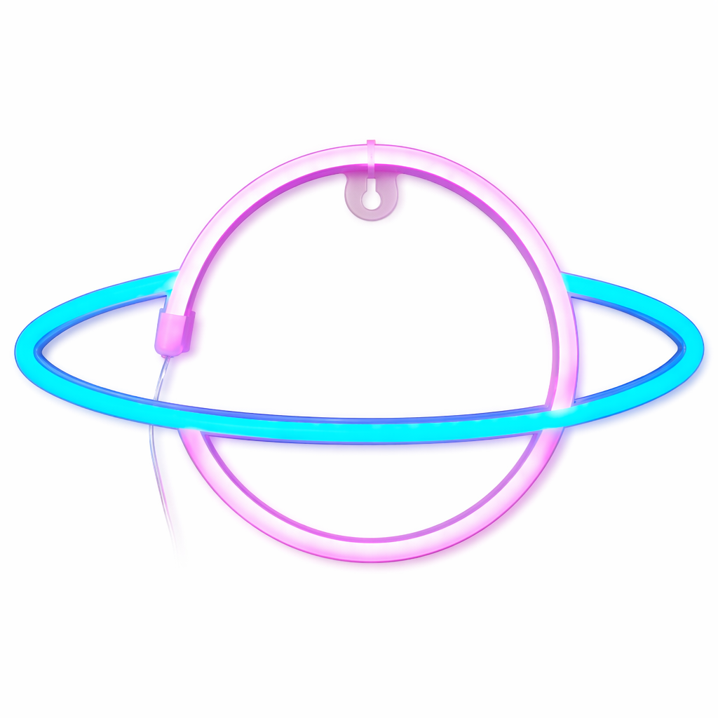Planet Neon Sign: Celestial Wall Decor C